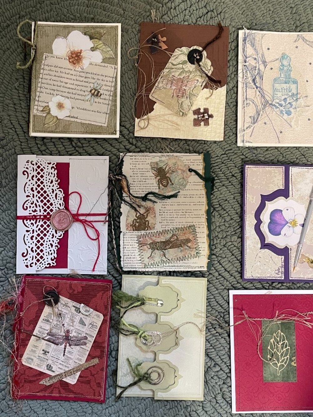 9 Handmade Blank Cards 5.5"x4.25" w/Envelopes